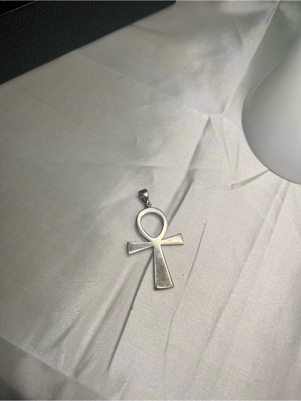 Sterling Silver Ankh Pendant Necklace - Silver
